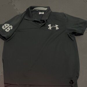 Under Armour Black Polo with Logo and Number